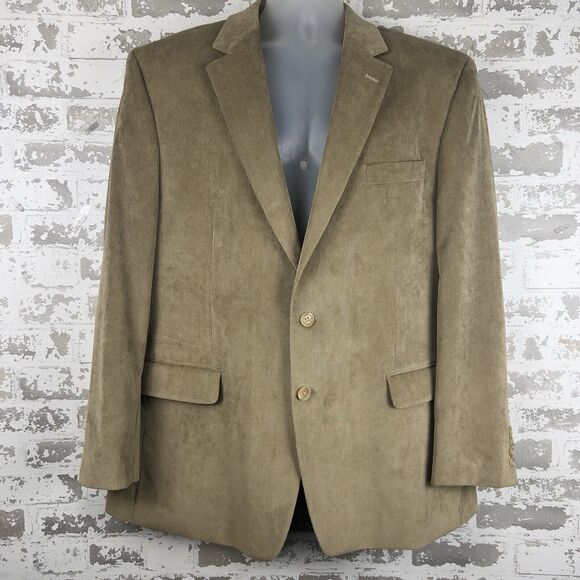Lauren Ralph Lauren Blazer‎ Mens 46R Tan Khaki Micro Corduroy Sport Coat Paisley - Picture 1 of 13